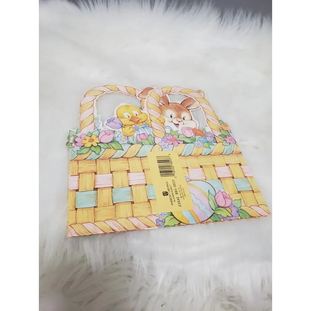 LOT 6 American Greeting Bloomer Bunny Pop Out Easter Basket Diecut 1991‎ retro